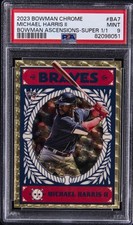 Marketplace image: 2023 BOWMAN CHROME ASCENSIONS SUPERFRACTOR MICHAEL HARRIS II RC 1/1 PSA 9