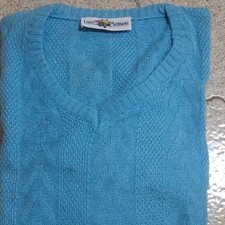 Legni Selvaggi Maglione Uomo L Regular blu maglia a trecce scollo V