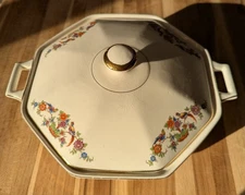 Homer Laughlin Serving Dish With Cover And Pitcher Made In USA Floral Birds