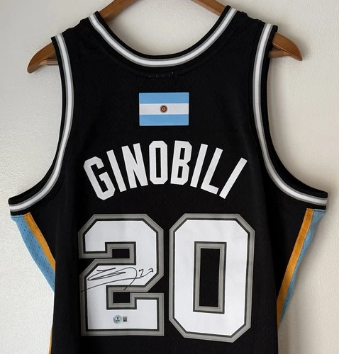 Manu Ginobili San Antonio Spurs Signed Mitchell & Ness Auto NBA HOF Jersey BAS