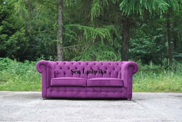 Xxl Design Sofa Couch Polster 3 Sitzer Englische Chesterfield Samt Couchen Sofas-image