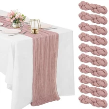 10 Pack Cheesecloth Table Runner 10FT Boho Gauze Fabric 21"x120" Dusty Pink