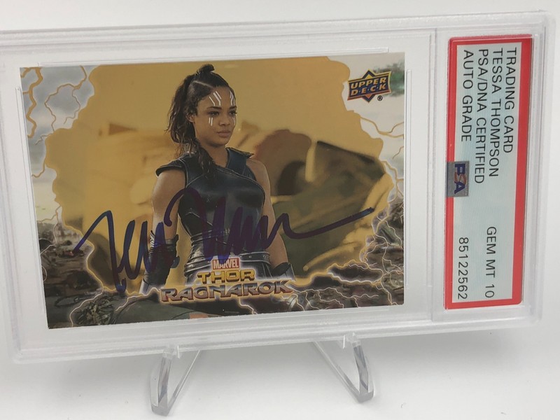 TESSA THOMPSON AUTO card THOR RAGNAROK VALKYRIE Signed MARVEL PSA GEM MINT 10