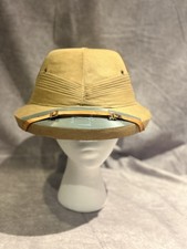 Khaki Pith Hat w/Chin Strap Helmet Sz 7 1/4 India Vintage 9B71