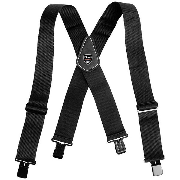 kwb Braces black nylon elastic 4 clips leather plate 100cm