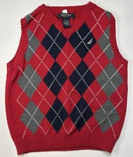 Nautica Argile Style Toddler Vest Red Black Youth Size 6 Cotton Dress Preppy