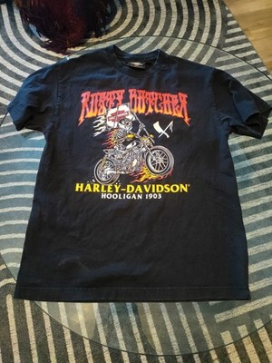 Harley-Davidson Skeleton Hooligan 1903 Black Cotton Men's T-Shirt Crew Neck