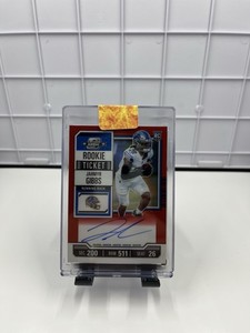 2023 Contenders Optic Jahmyr Gibbs Red Rookie Ticket Auto Variation /99