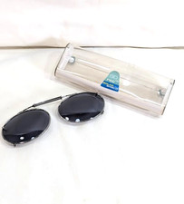 NOS Vintage Solar Shield Clip On Sunglasses REC15 Model 50 Gray Lenses w/OrgCase