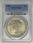 1922 Peace Silver Dollar Coin PCGS MS 64 (10) C