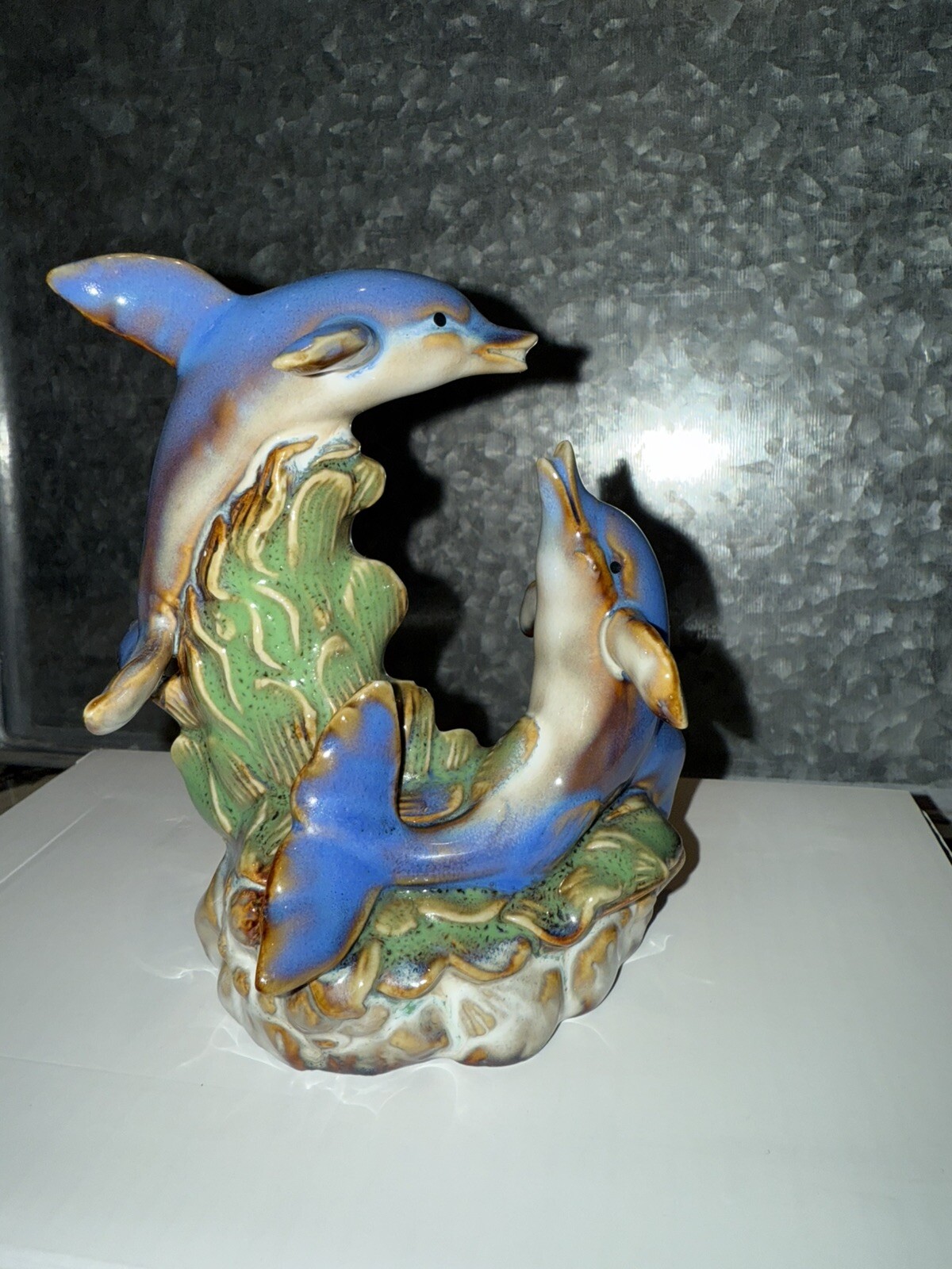 Pre Owned Ceramic Dolphins Figurine