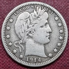 1914 Barber Quarter 25c Better Grade #74655