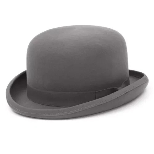 100 % Wolle Herren Damen Grau Bowler Hut Gentleman Formell Cap Fedora Hut S M L XL - Bild 1 von 6