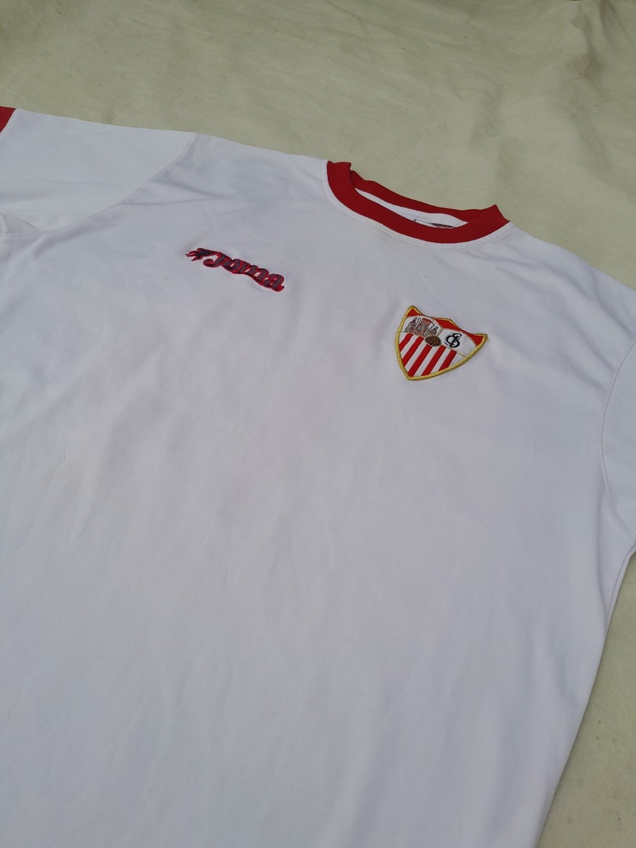 セビージャFC ホワイトシャツ Joma Vintage Joma Sevilla FC Home Football Shirt Mens Medium White Red