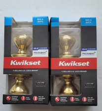 Lot of 2 Kwikset Privacy Cameron Bed/Bath Bathroom Polished Brass Door Lock Knob