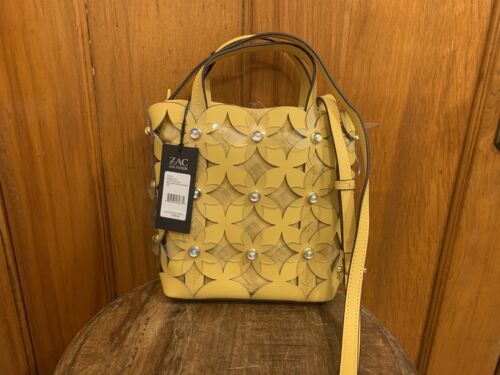 Zac Posen Applikation Blumenstrauß klein North South Shopper Tasche gelb neu mit Etikett $ 295