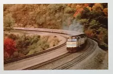 Eastbound Amtrak Passenger Train Horseshoe Curve Locomotive Postcard c1970s UNP