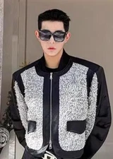 Korean style fashion contrasting color stitching Xiaoxiang short jacket men