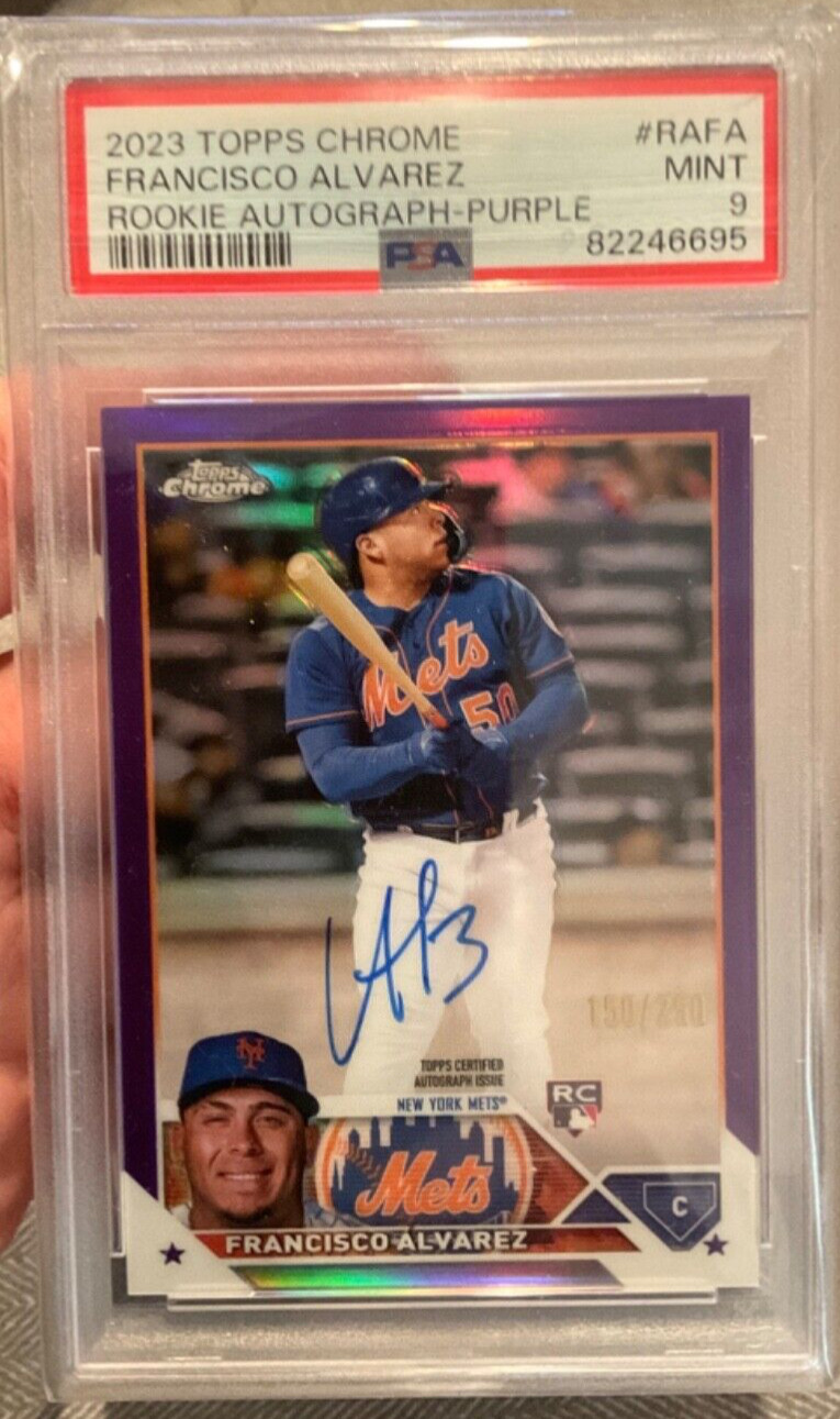 2023 TOPPS CHROME FRANCISCO ALVAREZ PURPLE REFRACTOR ROOKIE AUTO PSA 9 #/250