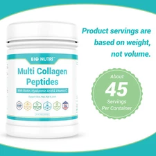 Proteins Multi Collagen Peptides Powder with Hyaluronic Acid and Vitamin C 16 oz