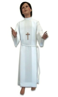 TUNICA PRIMA COMUNIONE BIANCA CINGOLO OMAGGIO SAIO TUNICHE