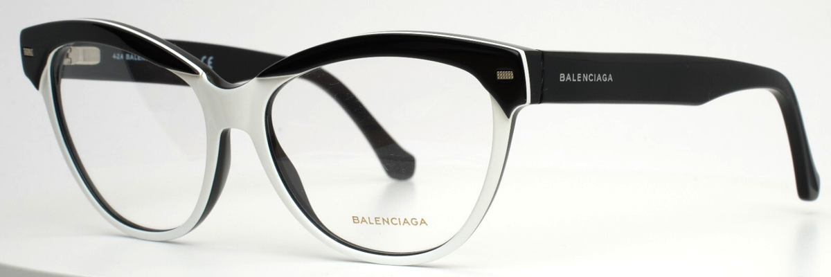 BALENCIAGA BA5010 004 Black White Womens Semi Cat Eye 