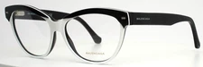 BALENCIAGA BA5010 004 Black White Womens Semi Cat Eye Eyeglasses 55-15-140 B:44