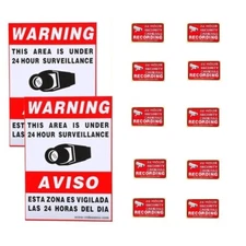 12xSecurity Camera Video Sticker Warning Decal Alarm Signs Home Surveillance CZY