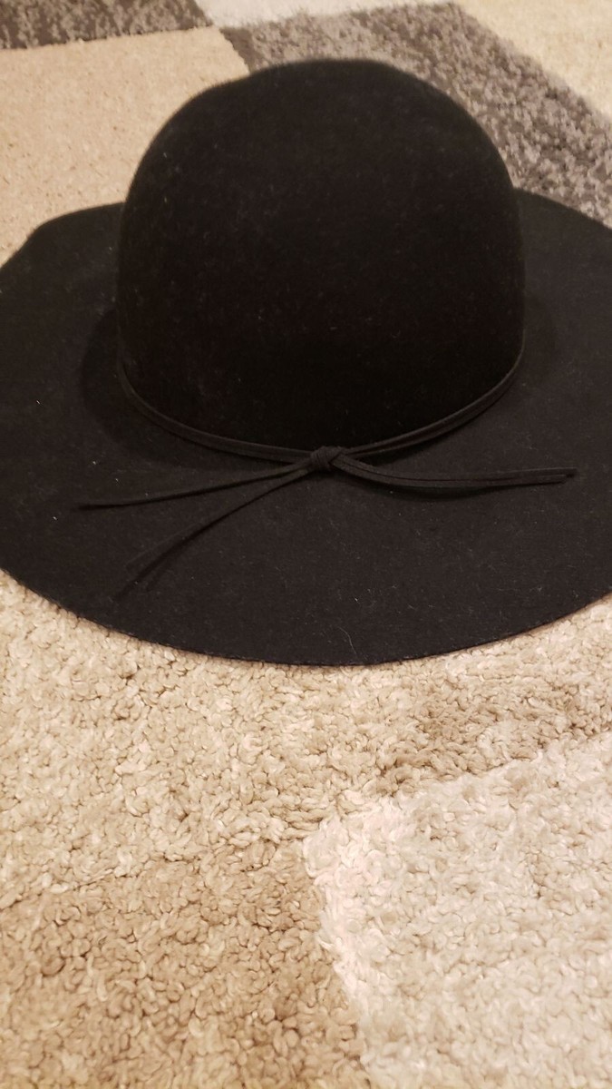 Nine West Black 100% Wool Felt Floppy Hat With Faux Snake Embossed Leather Band Nine West Black 100% Wool Hats for Women for sale | eBay main image 2