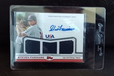 Steven Farinaro~2011 Topps USA Baseball Triple Worn PATCH~Blue Auto~15/25~Chrome