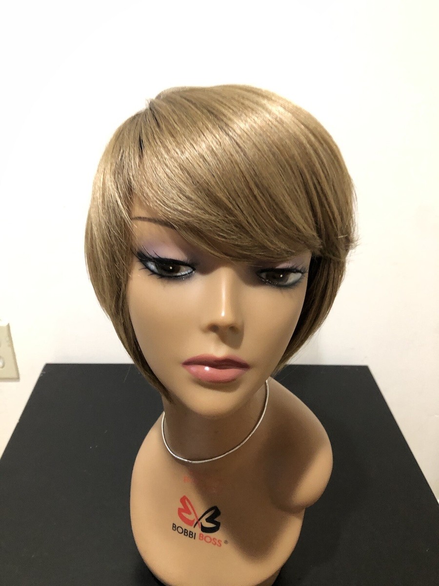 Bob Hairstyle Blond Color With Bangs Wig For Women Office  display picture 1