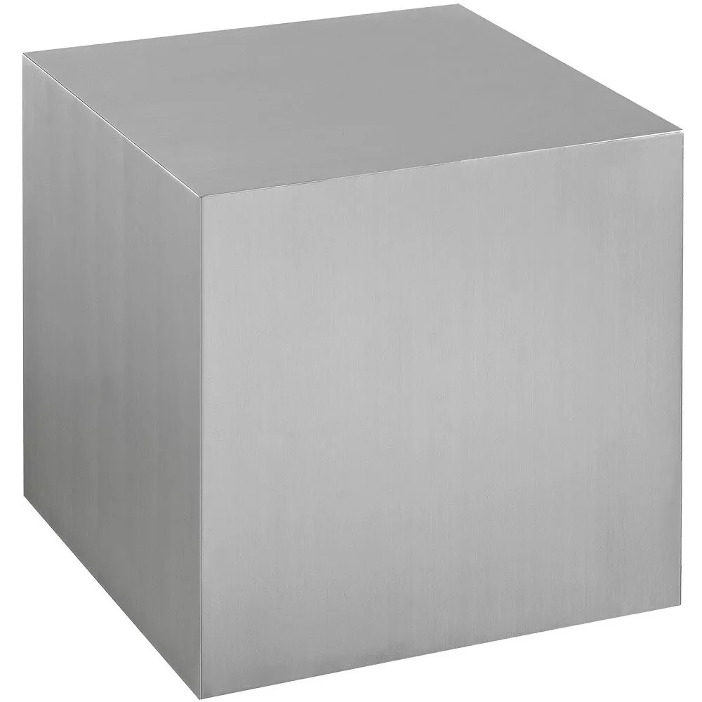 Brushed Stainless Steel Square 19.5 Cube Side Table