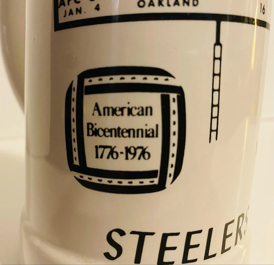 Vintage 1976 Super Bowl X 10 Pittsburgh Steelers Ceramic Mug Tankard Stein Miami - Image 4 of 4