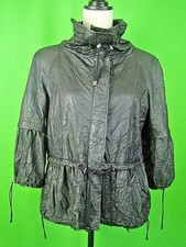 L.a.m.b. Black Crinkled Faux Leather Zip Front Jacket 8 New Retail $548