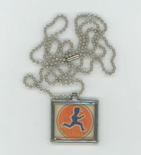 GULF Oil Company 1960's Vari-Vue Animation Lenticular in Metal Framed Necklace