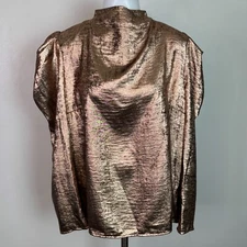 Future Collective Women's Puff Shoulder Long Sleeve Mock Neck Blouse Size Large