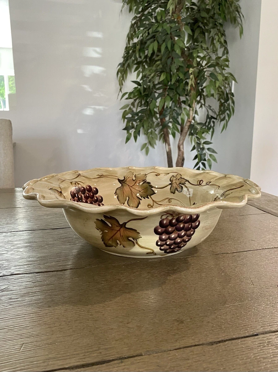 Large Z Gallerie Handpainted 14 Vineyards Centerpiece Serving