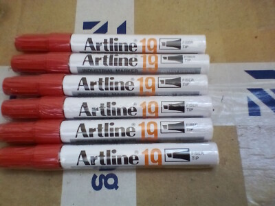 6 x rote Permanent Marker Stifte Keilspitze wasserfest Aluminium schnelltrocknend