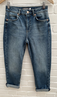 New Mint Velvet Jeans UK 8S Blue High Waist Relaxed L26” Casual Pants  UK