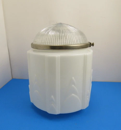Vintage 1920s Milk Glass Art Deco Hanging Lamp Light Fixture