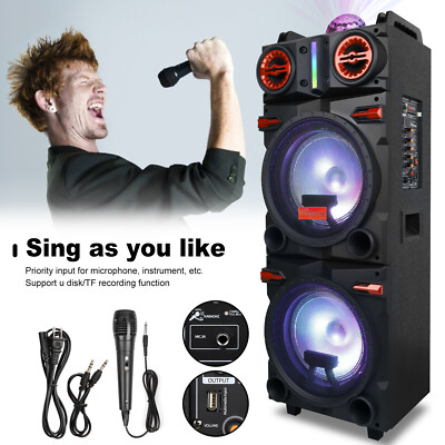 Dual 10'' Portable Disco LED Bluetooth Speaker, Remote, & Powerful Sound System