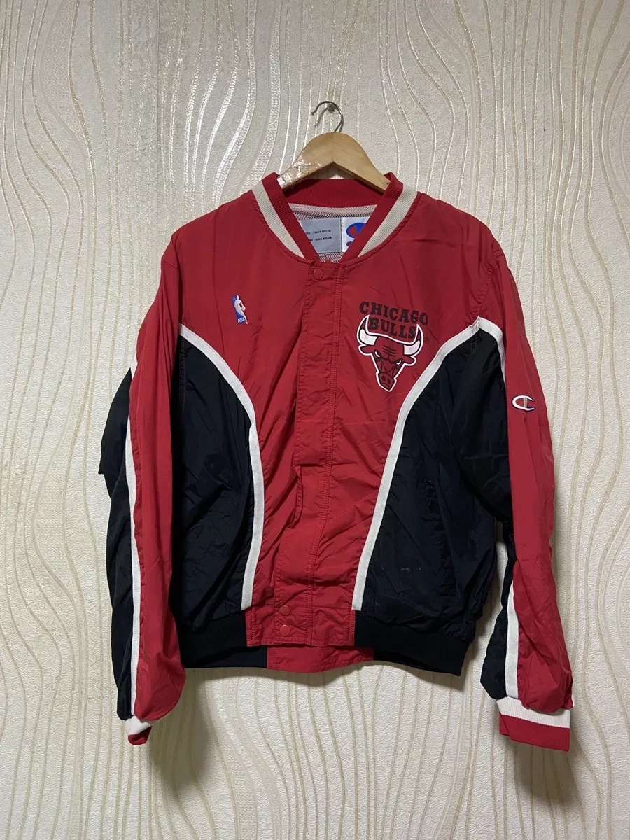 CHICAGO BULLS BASKETBALL TRACK JACKET BOMBER CHAMPION sz M MEN BIG