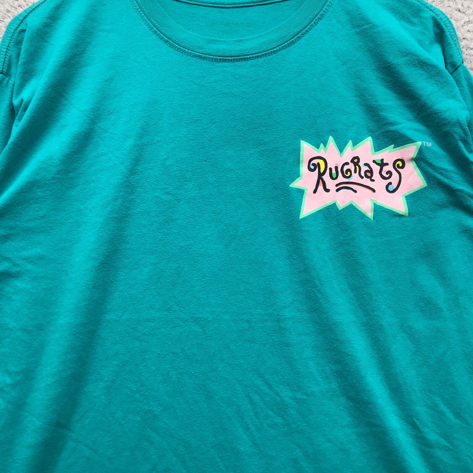 Rugrats TShirt Men's XL Long Sleeve TV Graphic Crew Neck Teal Blue