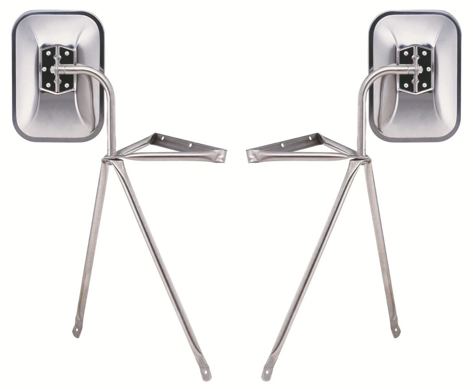 UNIVERSAL TRUCK PICKUP VAN TOWING STAINLESS STEEL DOOR MIRRORS 4 PNT MOUNT PAIR