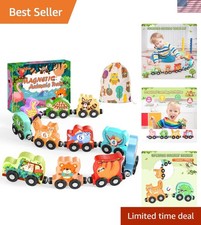 Eco-Friendly Montessori Animal Train Set - 11 Magnetic Wooden Pieces for Kids