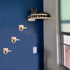 4pcs Cat Wall Shelves, Including 1 Corner Perch And 3 Ladders, Wall-Mounted Cat