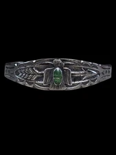 VINTAGE NAVAJO MAISEL'S TURQUOISE THUNDERBIRD ARROW STERLING CUFF BRACELET 6.5"