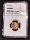 1937 S Lincoln Wheat Cent 1c, NGC MS65 RB