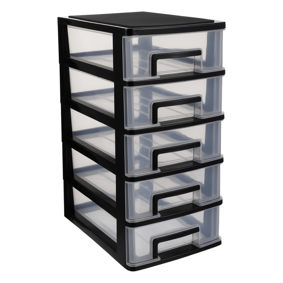 Plastic Drawer Type Storage Cabinet Five Layer Desktop Organizer Box ...