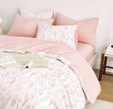 Floral Duvet Cover Set Queen 3pc Blush Pink Vintage Cottagecore Coquette Bedding